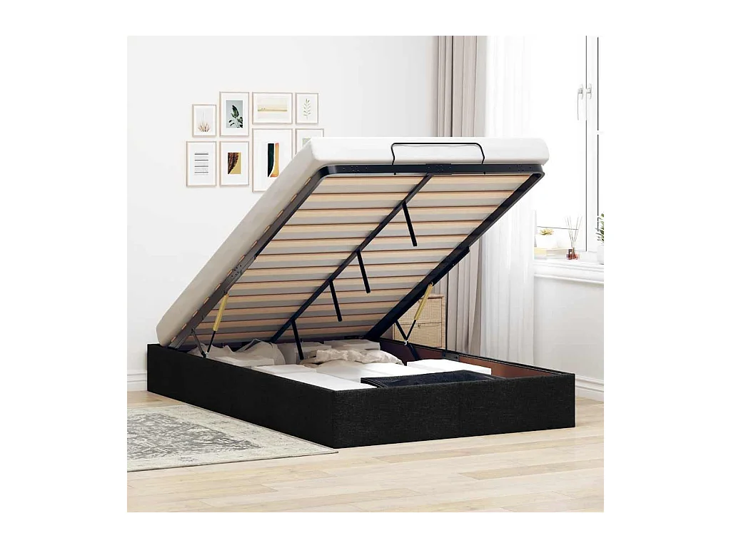 Ottomaanse bedframe zonder matras zwart 120x200 cm stof