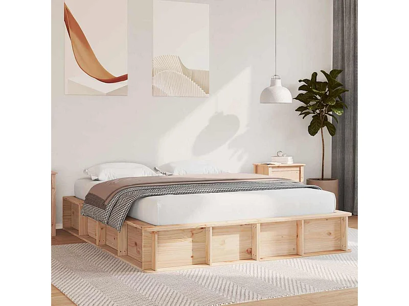 Bedframe met opbergruimte Massief grenen 150 x 200 cm Massief grenen