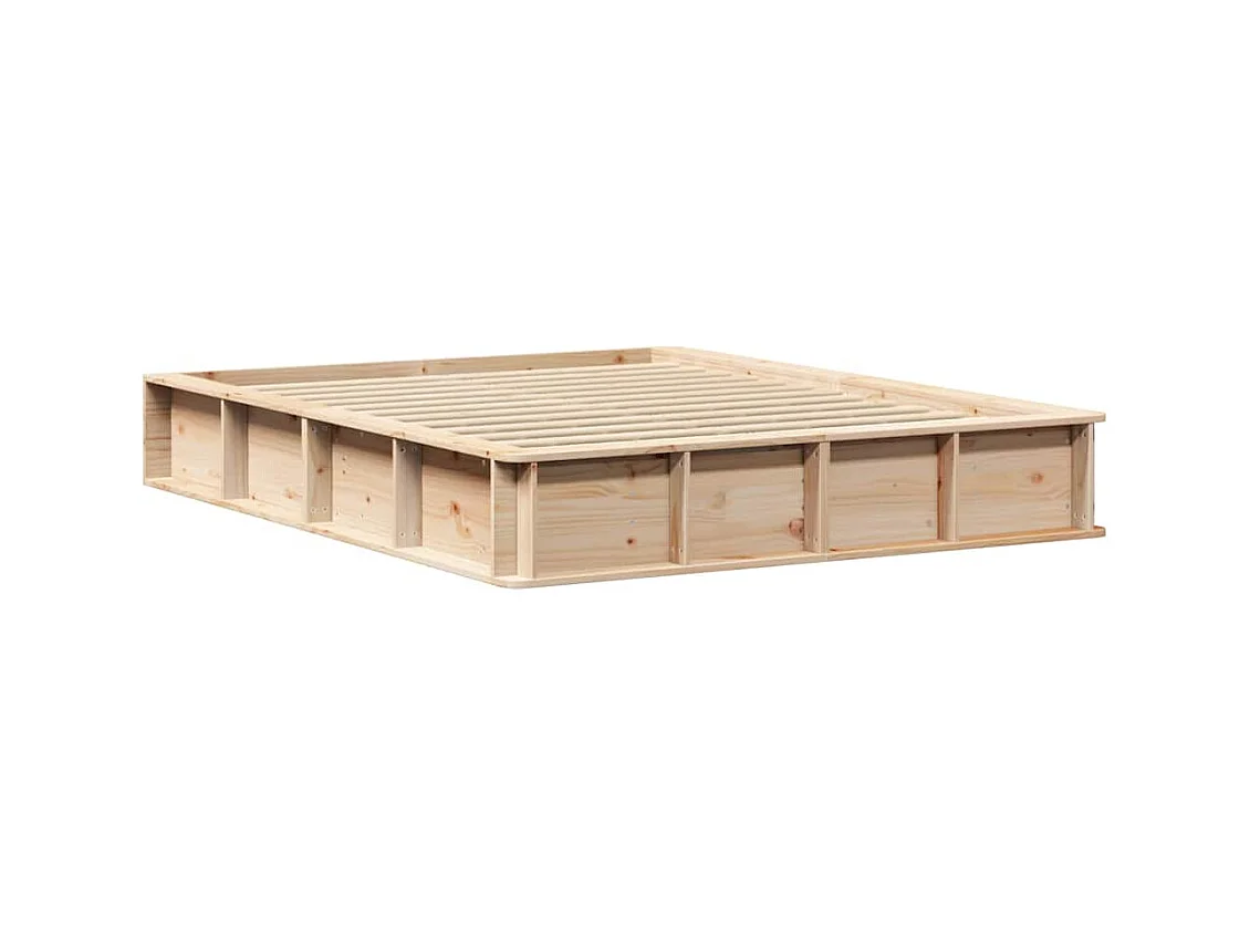 Cadre de lit avec stockage Pin massif 150 x 200 cm Pin massif