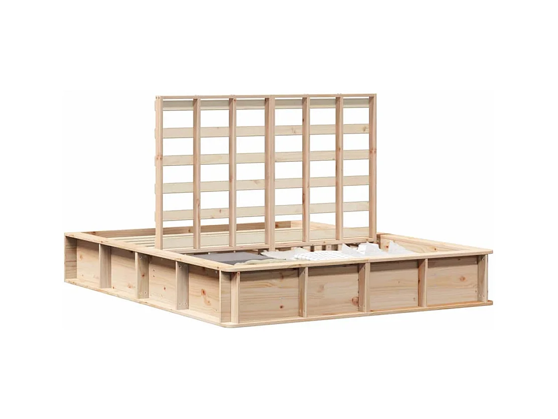 Cadre de lit avec stockage Pin massif 150 x 200 cm Pin massif