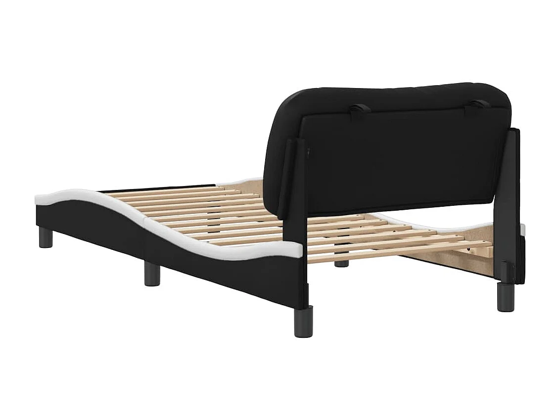 Struttura letto senza materasso nero e bianco 90x190 cm in similpelle