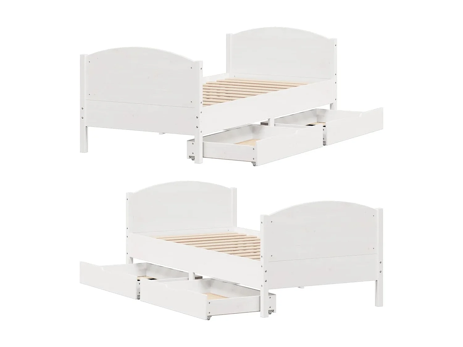 Bedframe zonder matras wit 100x200 cm massief grenenhout