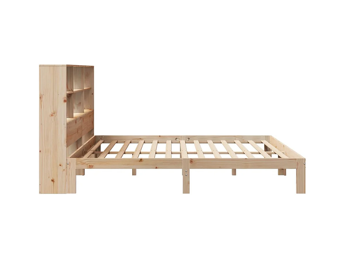 Lit bibliothèque sans matelas 180x200 cm bois massif de pin