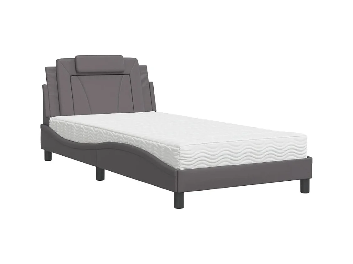 Letto con materasso grigio 100x200 cm in similpelle