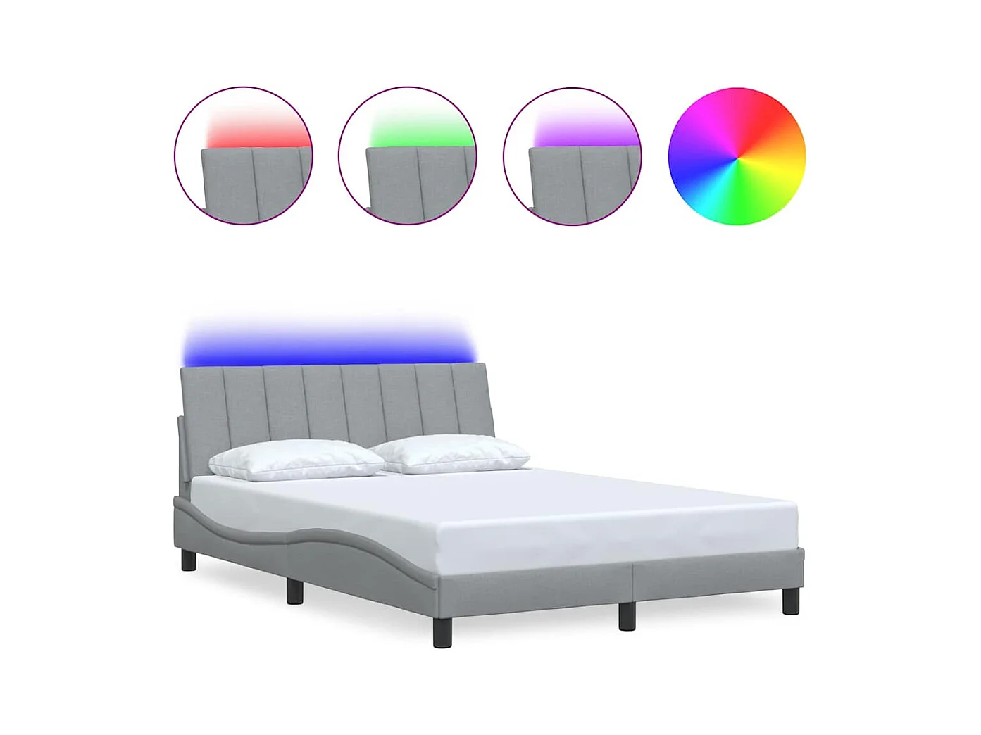 Bedframe zonder matras lichtgrijs 140x190 cm stof