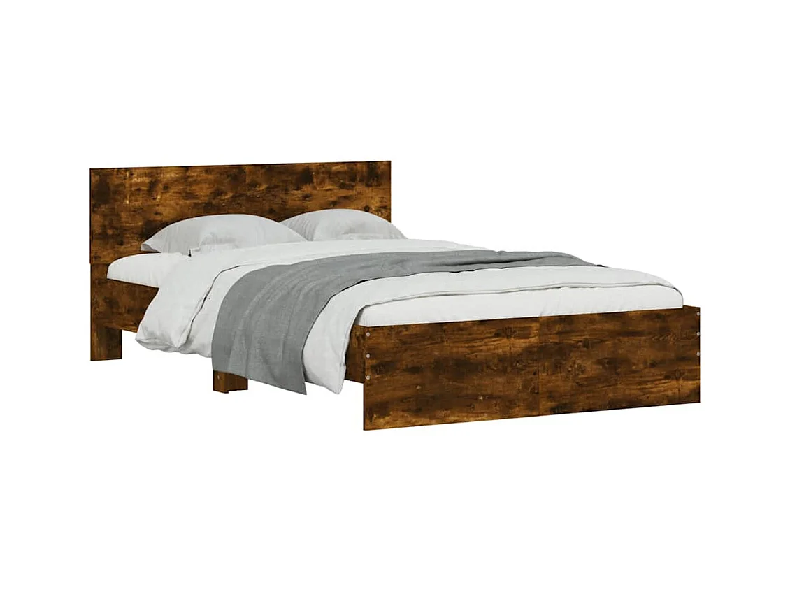 Bedframe met hoofdbord en LED gerookt eiken 120x190 cm