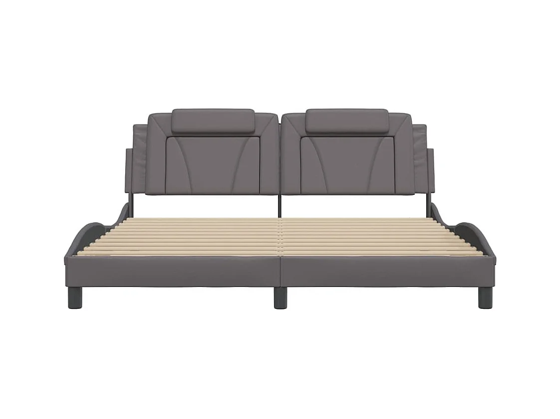 Bettgestell ohne Matratze grau 180x200 cm Kunstleder