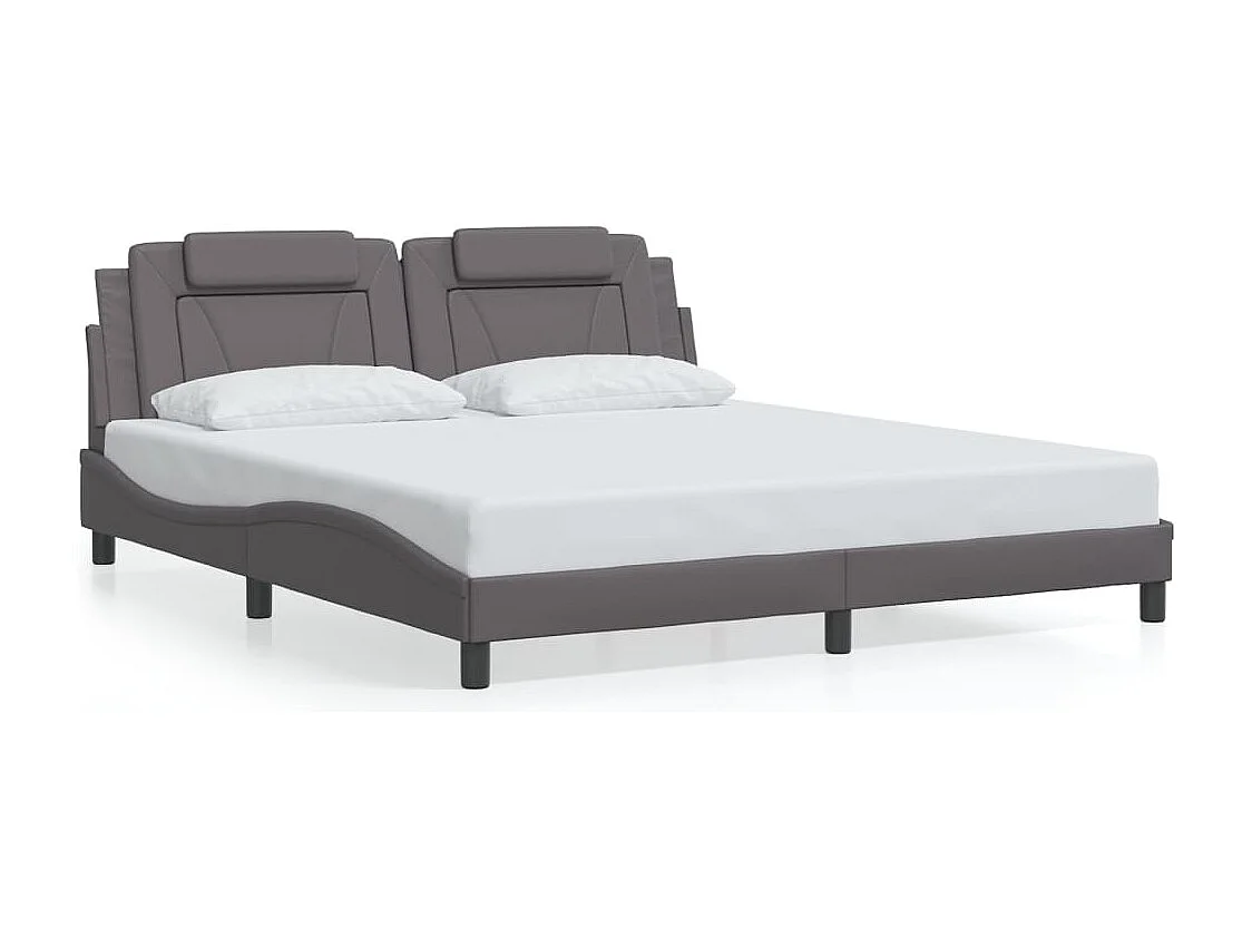 Estructura de cama sin colchón gris 180x200 cm polipiel