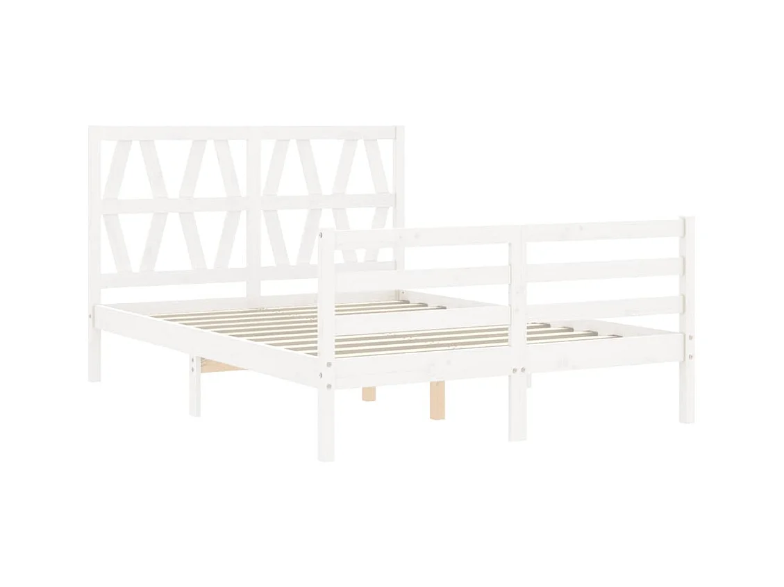 Estructura de cama de madera maciza blanca sin colchón