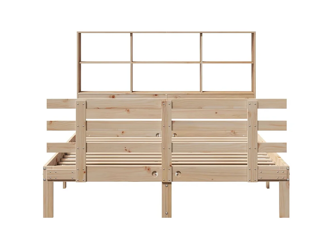 Lit bibliothèque sans matelas 160x200 cm bois massif de pin