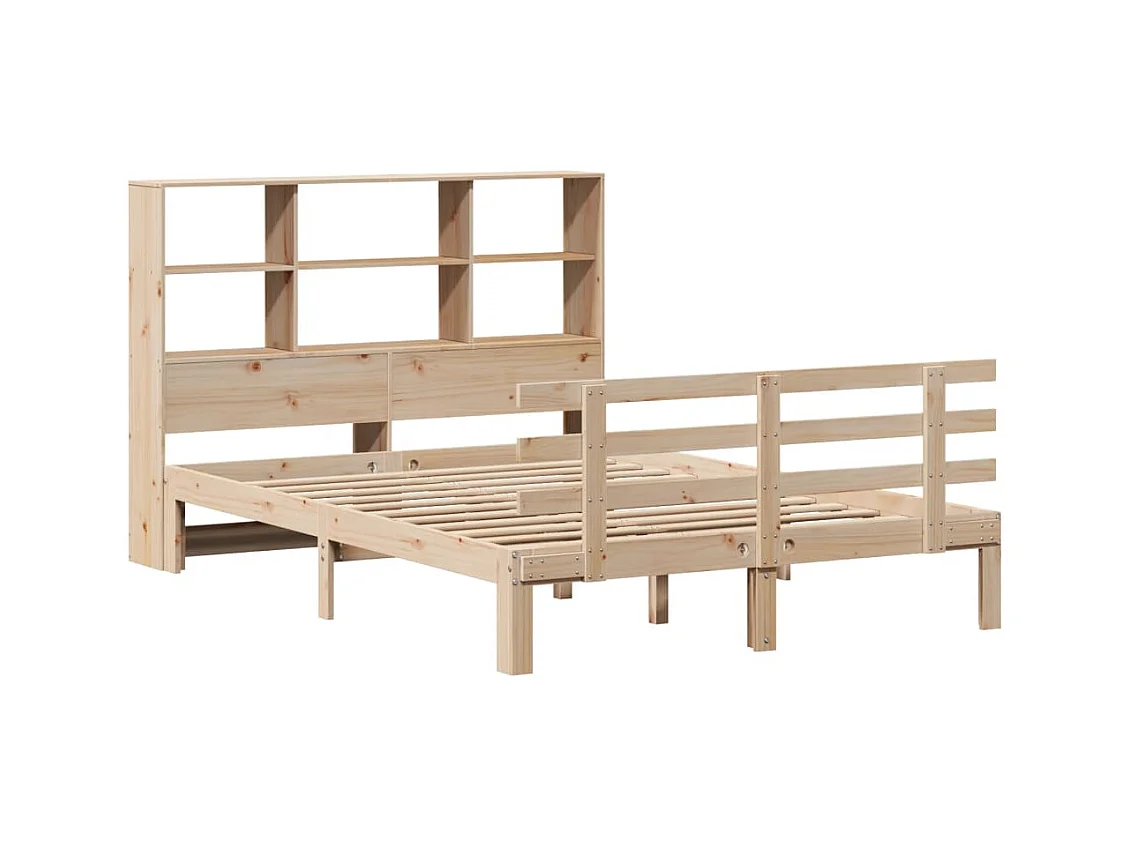 Lit bibliothèque sans matelas 160x200 cm bois massif de pin