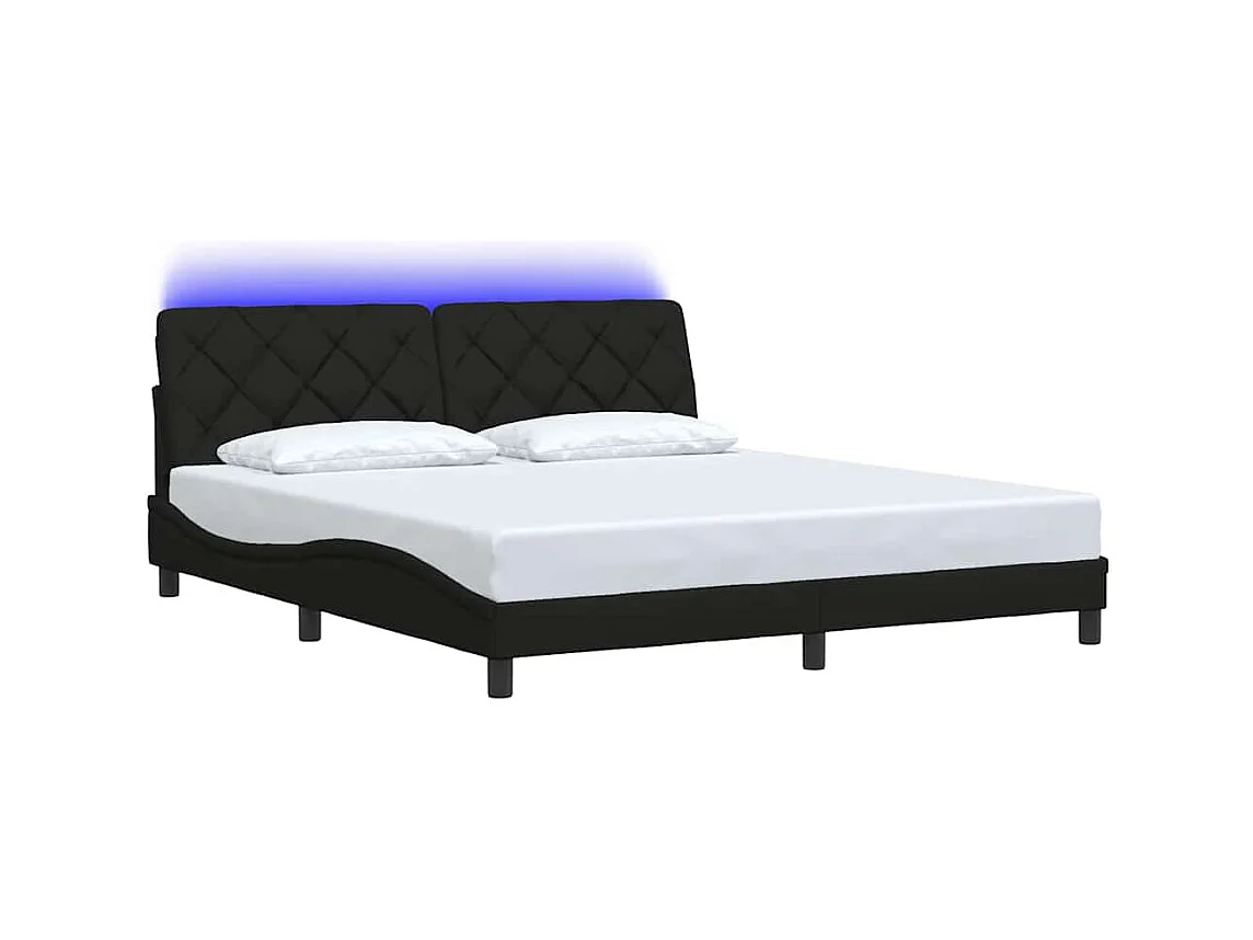 Struttura letto con LED senza materasso tessuto nero 180x200 cm
