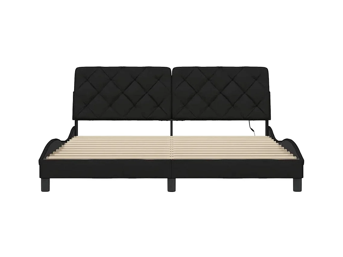 Struttura letto con LED senza materasso tessuto nero 180x200 cm