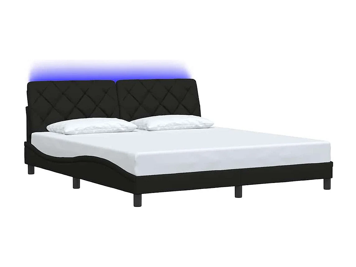 Cadre de lit avec LED sans matelas noir 180x200 cm tissu