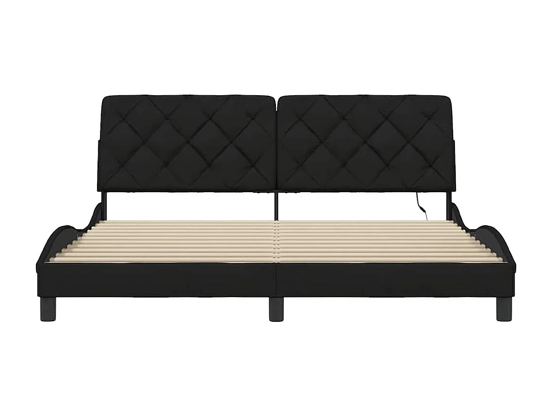 Cadre de lit avec LED sans matelas noir 180x200 cm tissu