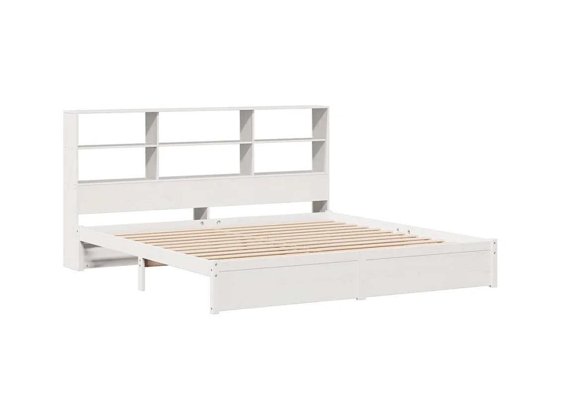 Cama librería blanca sin colchón 180x200 cm madera maciza de pino