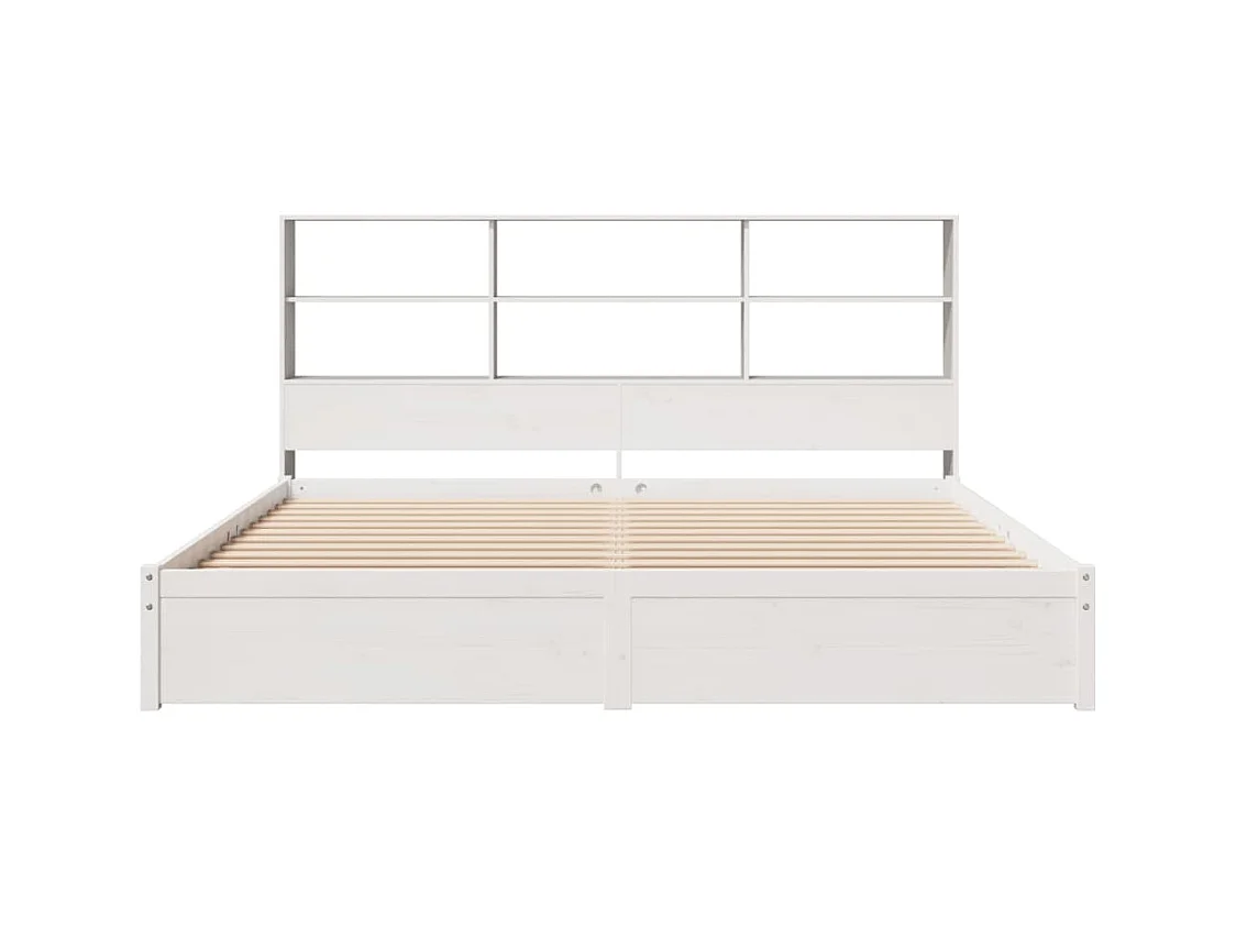 Cama librería blanca sin colchón 180x200 cm madera maciza de pino