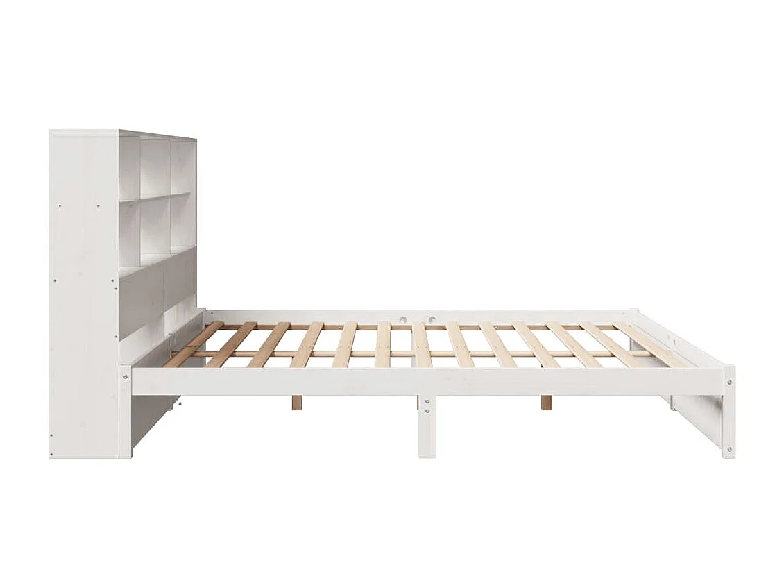 Letto libreria bianco senza materasso 180x200 cm in legno massello di pino