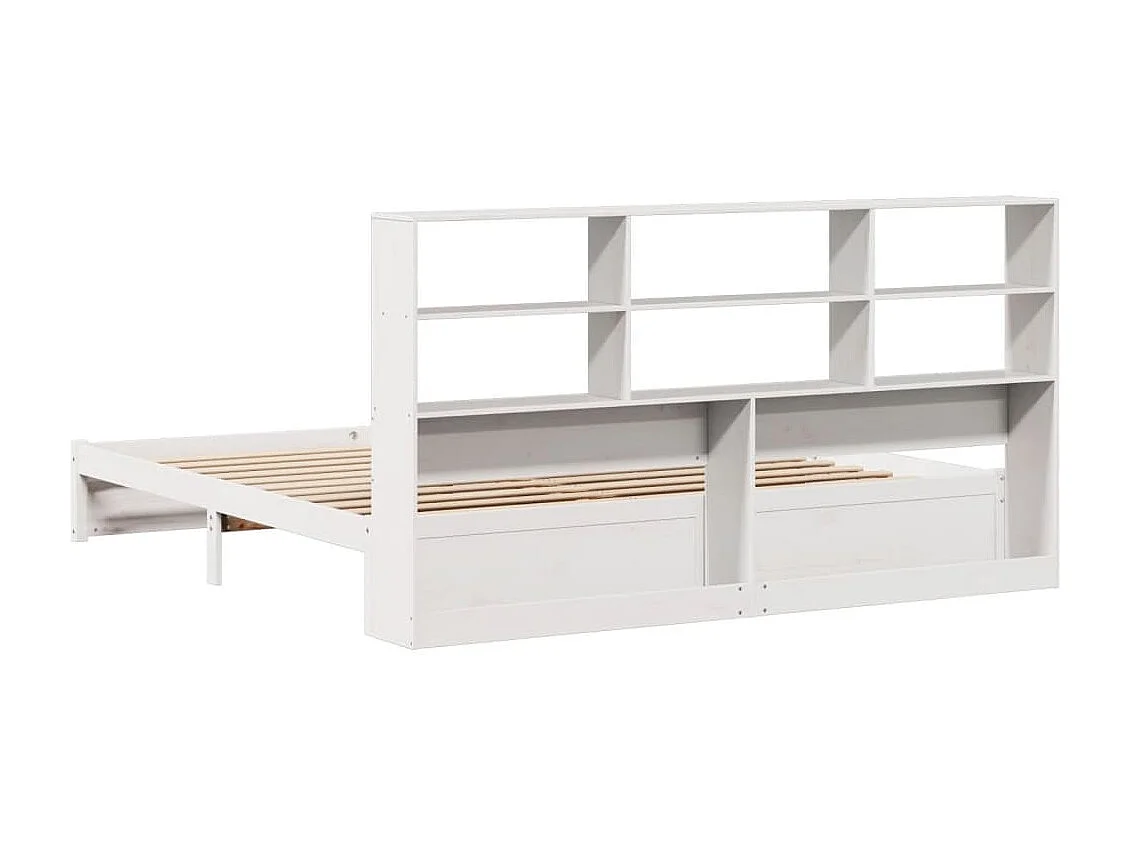 Letto libreria bianco senza materasso 180x200 cm in legno massello di pino