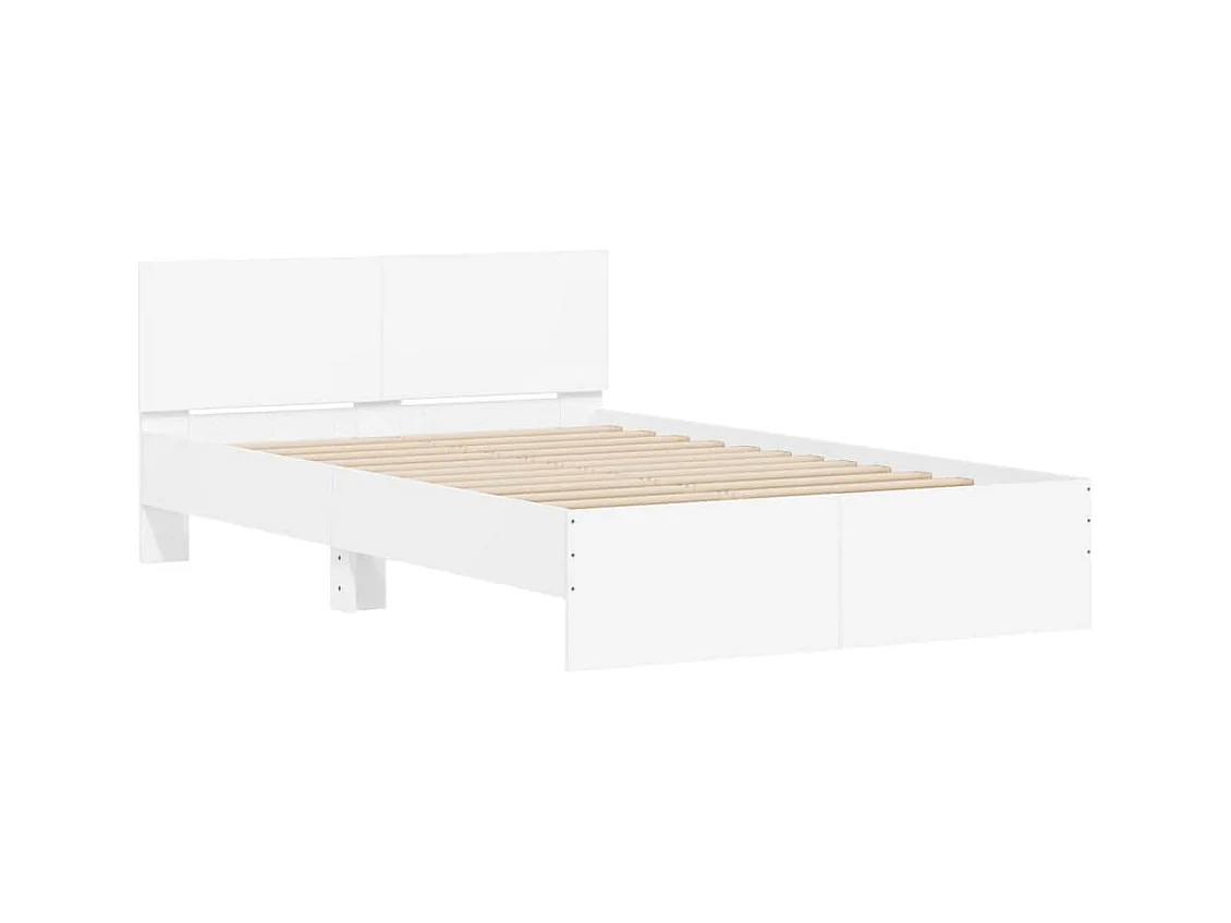 Bedframe met hoofdbord en LED wit 120x200 cm
