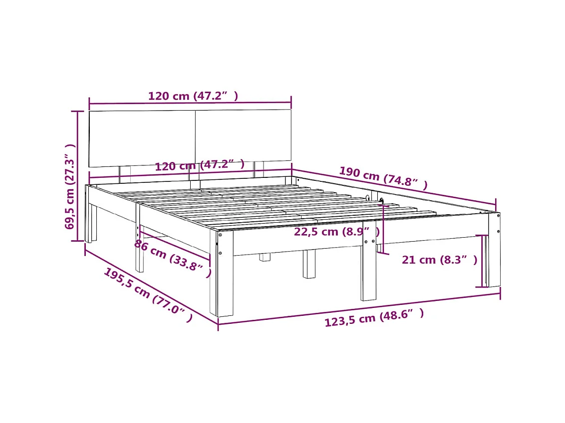 Wit matrasloos bedframe 120x190 cm