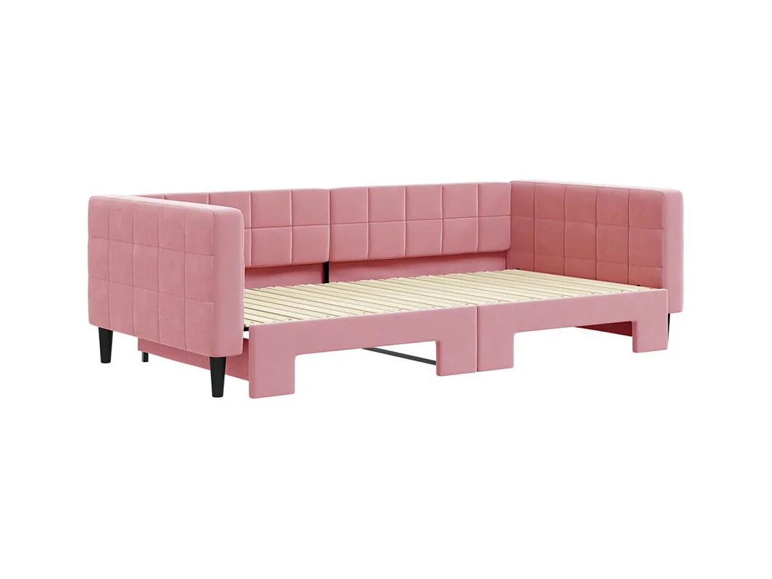 Dagbed met uitschuifbed roze 100x200 cm fluweel