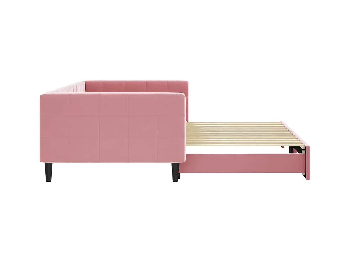 Dagbed met uitschuifbed roze 100x200 cm fluweel