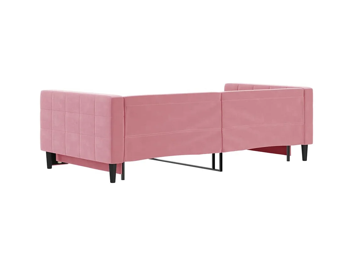 Dagbed met uitschuifbed roze 100x200 cm fluweel