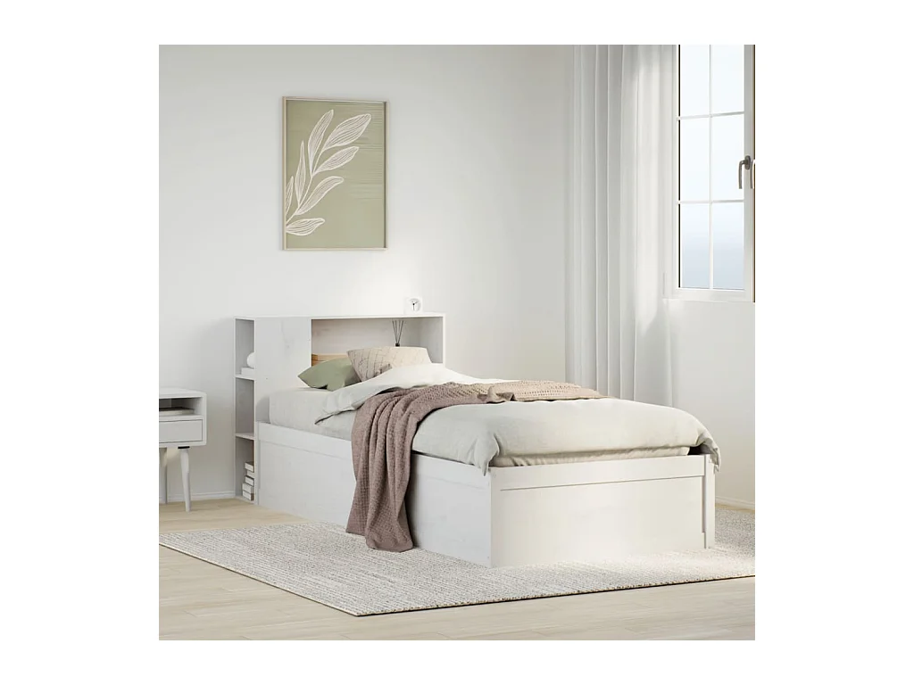 Bedframe zonder matras wit 75x190 cm massief grenenhout