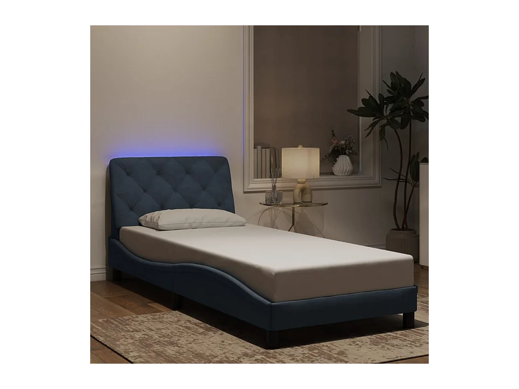 Bedframe met LED zonder matras donkergrijs 90x190 cm fluweel