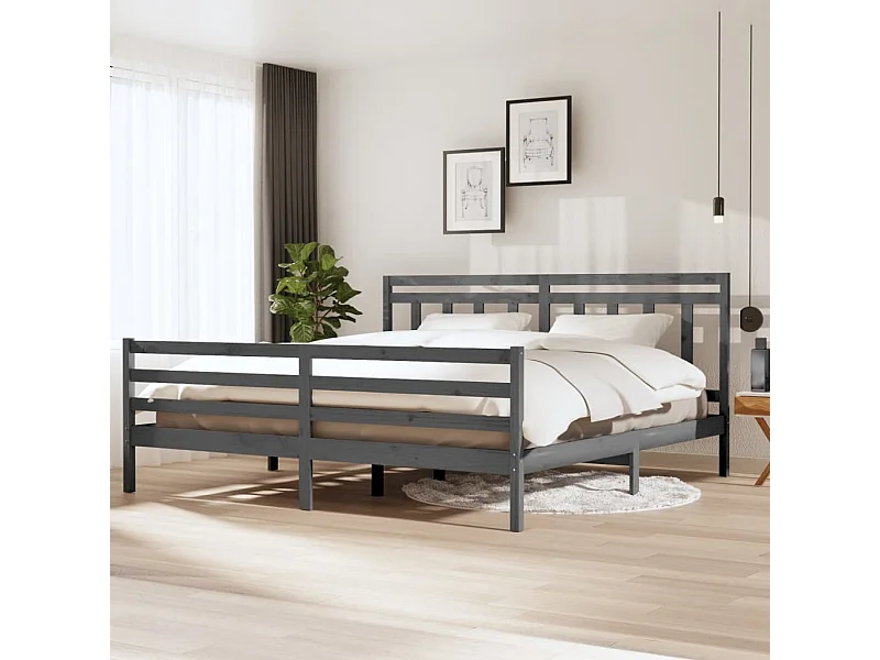 Estructura de cama sin colchón de madera maciza gris 200x200 cm
