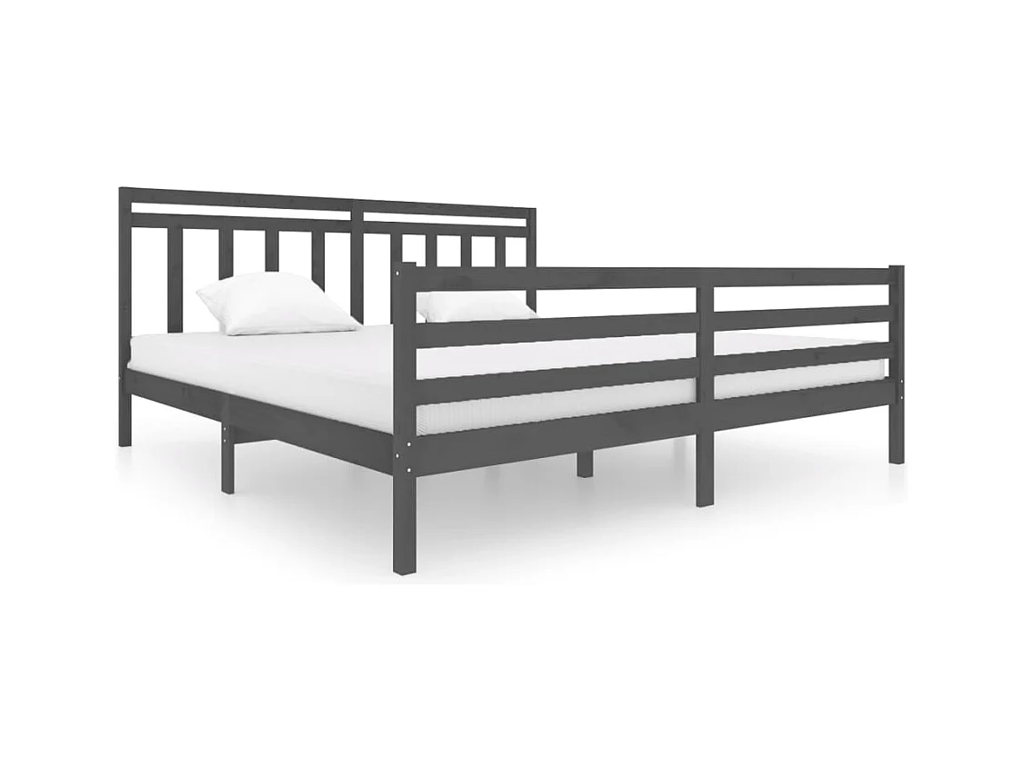 Bettgestell ohne Matratze grau Massivholz 200x200 cm