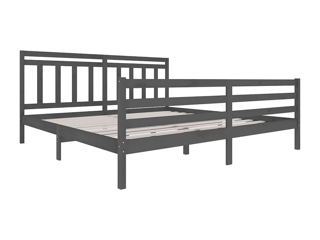 Bettgestell ohne Matratze grau Massivholz 200x200 cm