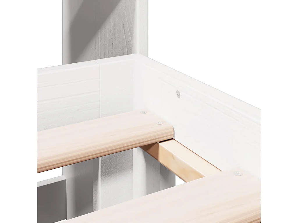 Cama librería blanca sin colchón 140x200 cm madera maciza de pino