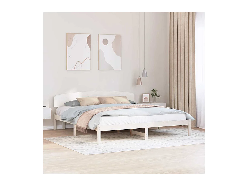 Wit bedframe 180 x 200 cm Massief grenenhout