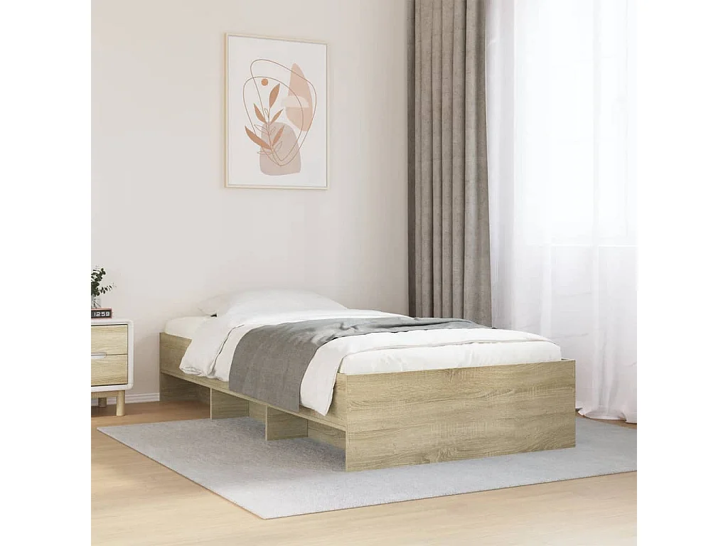 Estructura de cama sin colchón roble Sonoma 90x190 cm