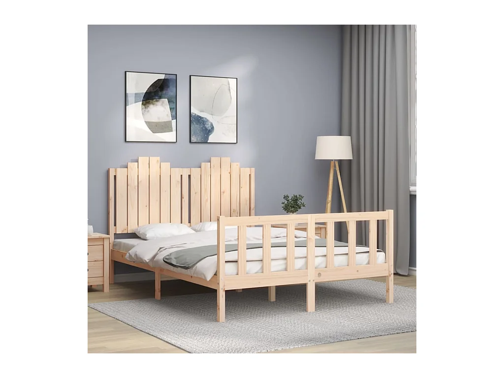 Cadre de lit sans matelas bois de pin massif