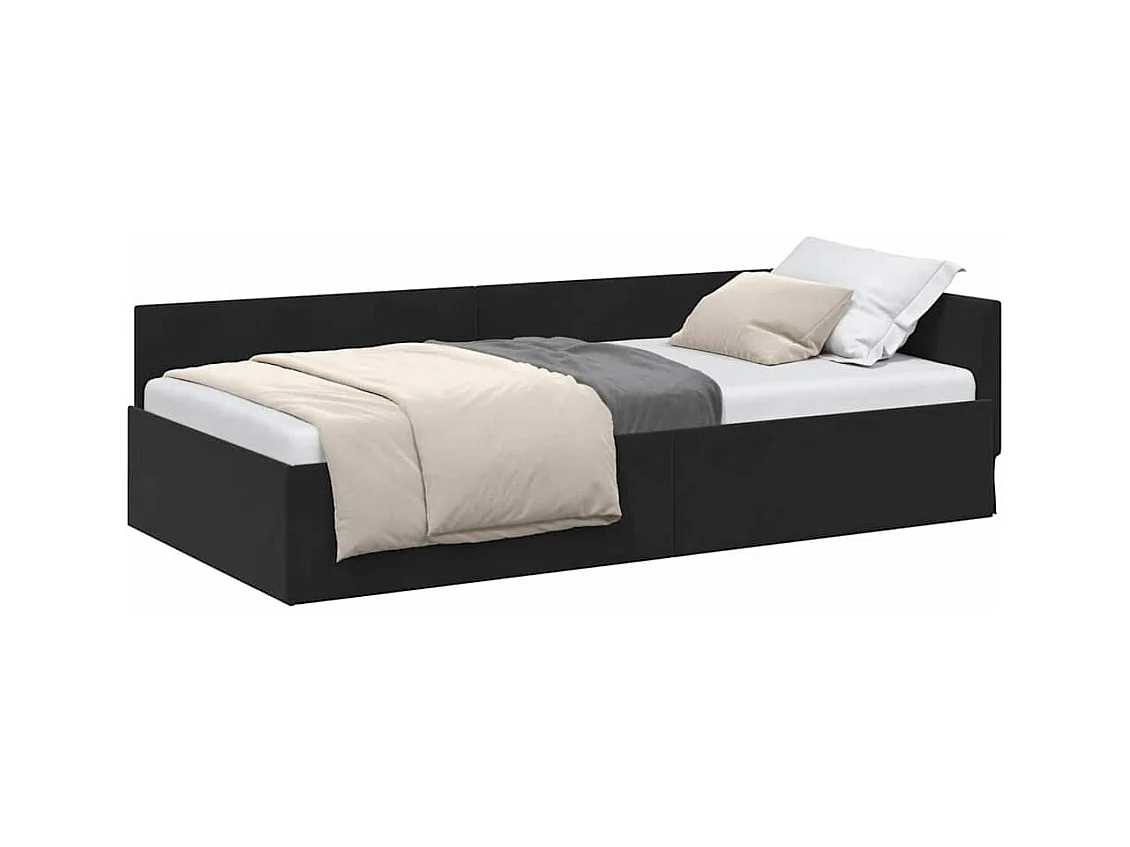 Ander hoekbedframe met hoofdeinde zwart 90 x 200 cm