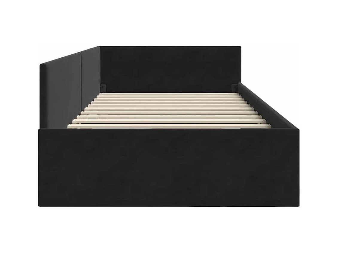 Ander hoekbedframe met hoofdeinde zwart 90 x 200 cm