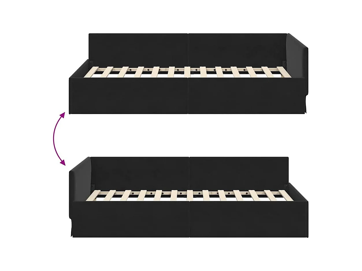 Ander hoekbedframe met hoofdeinde zwart 90 x 200 cm