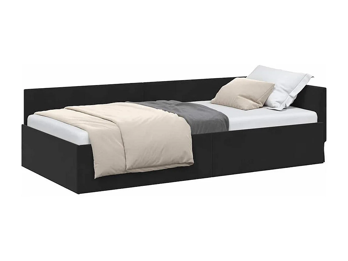 Other Eckbettgestell mit Kopfteil Schwarz 90x200 cm