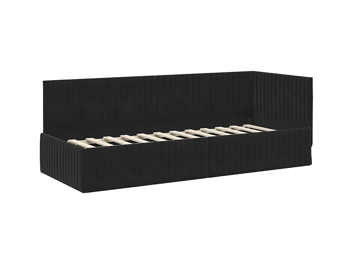 Hoekbedframe met hoofdbord Zwart 80 x 200 cm Fluweel