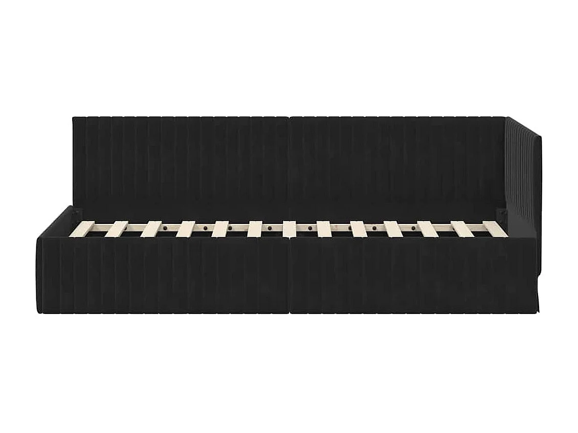 Cadre de lit d'angle avec tête de lit Noir 80 x 200 cm Velours