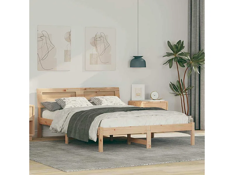 Bruin bedframe 120 x 200 cm massief grenenhout