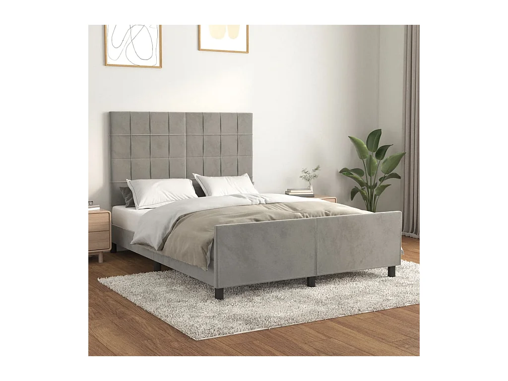 Struttura letto senza materasso grigio chiaro 140x190 cm velluto