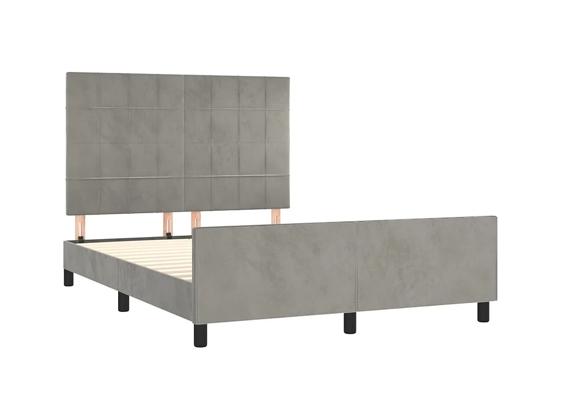 Struttura letto senza materasso grigio chiaro 140x190 cm velluto