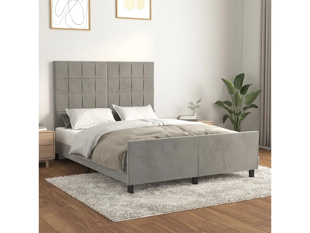 Bedframe zonder matras lichtgrijs 140x190 cm fluweel