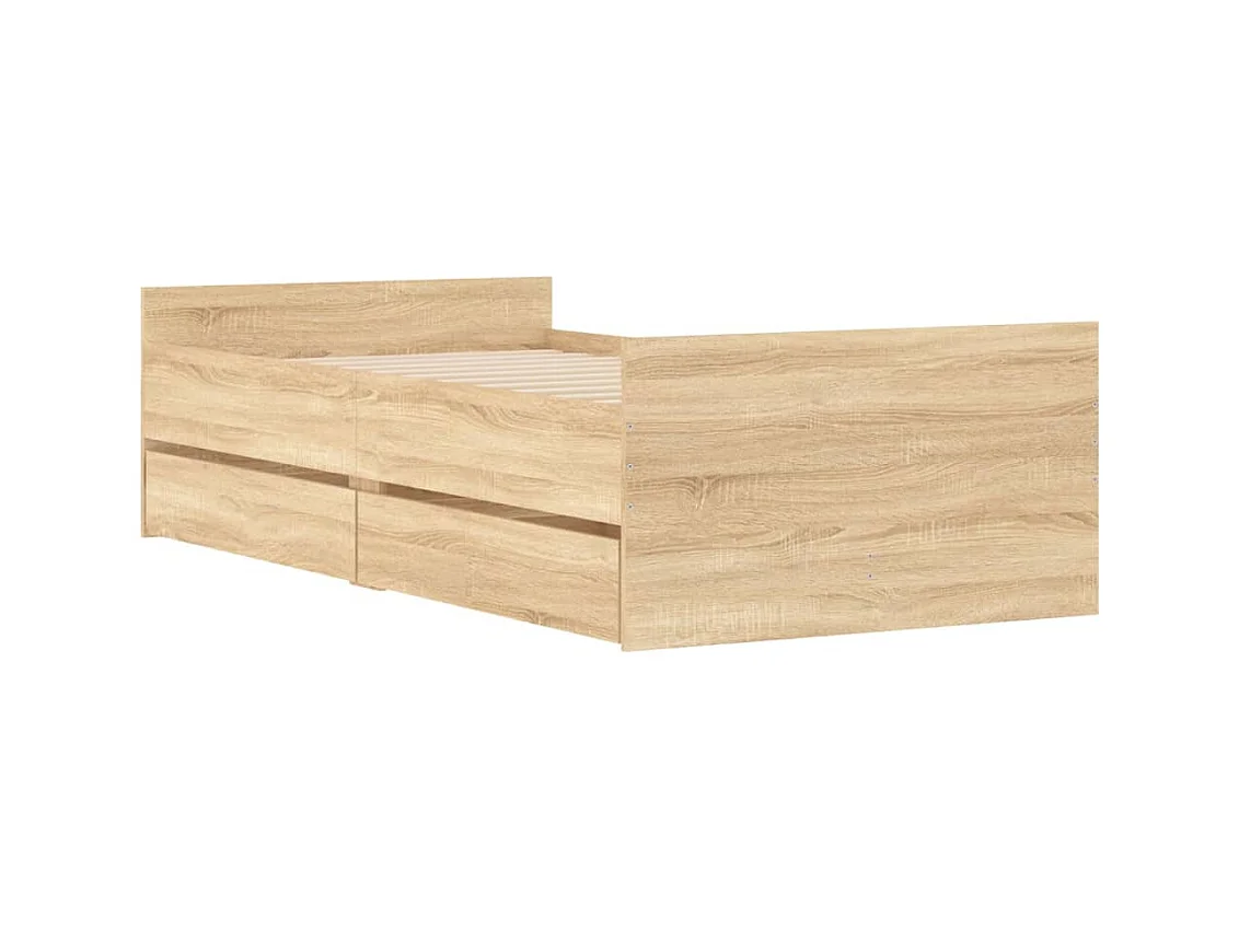 Estructura de cama con cajones sin colchón roble sonoma 90x190 cm