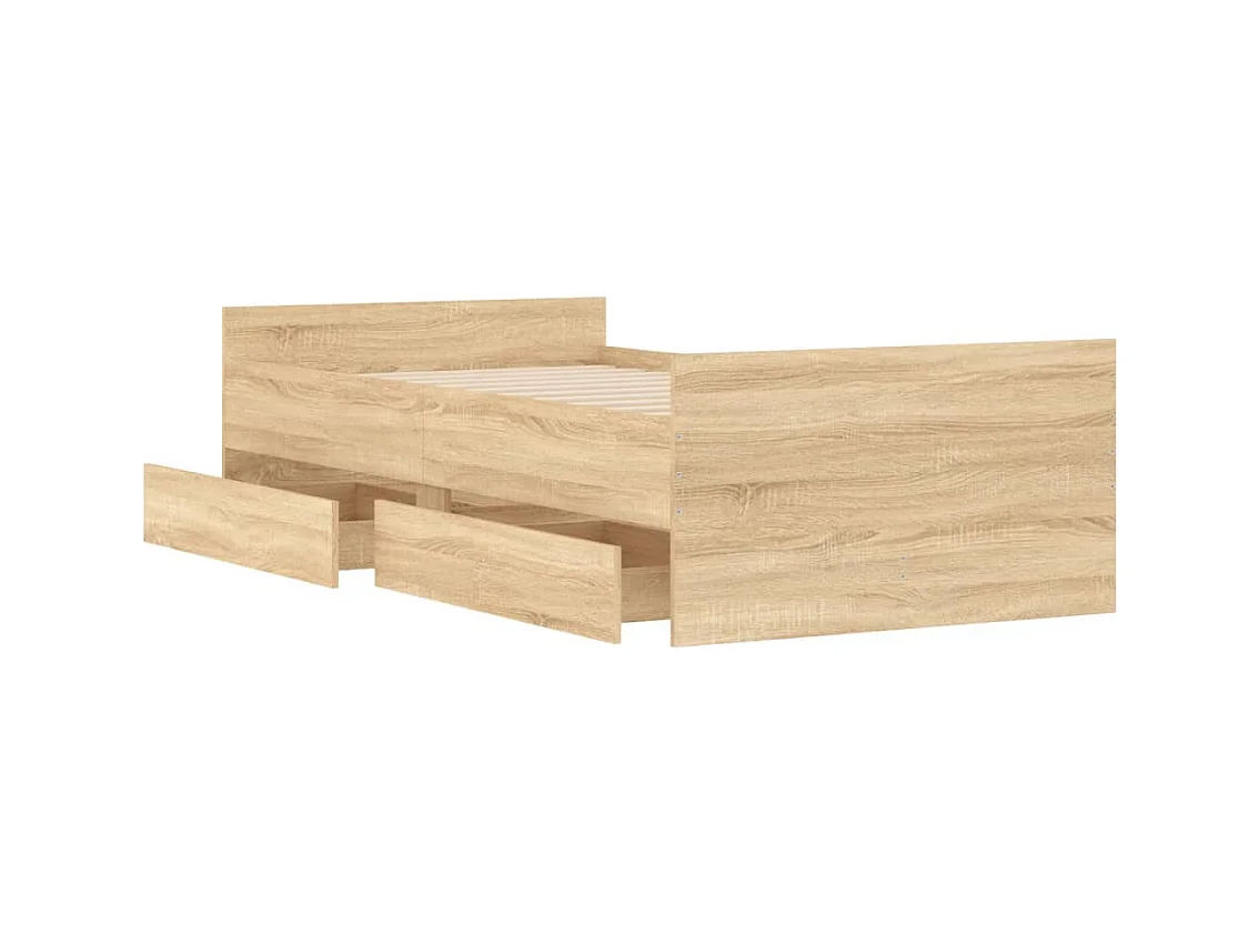 Estructura de cama con cajones sin colchón roble sonoma 90x190 cm
