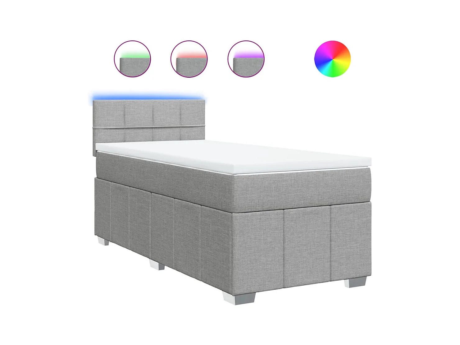 Sommier à lattes de lit avec matelas gris clair 80x200 cm tissu